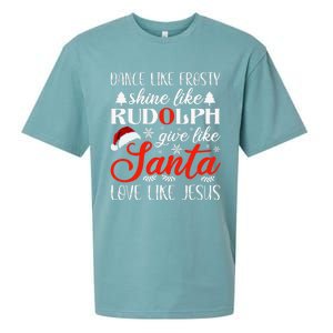 Dance Frosty Shine Rudolph Give Santa Love Jesus Christian  Sueded Cloud Jersey T-Shirt