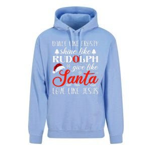 Dance Frosty Shine Rudolph Give Santa Love Jesus Christian  Unisex Surf Hoodie