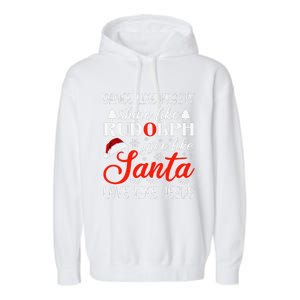 Dance Frosty Shine Rudolph Give Santa Love Jesus Christian  Garment-Dyed Fleece Hoodie