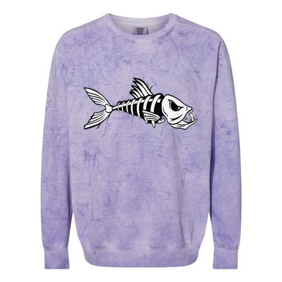 Dead Fish Skeleton Fishing Colorblast Crewneck Sweatshirt