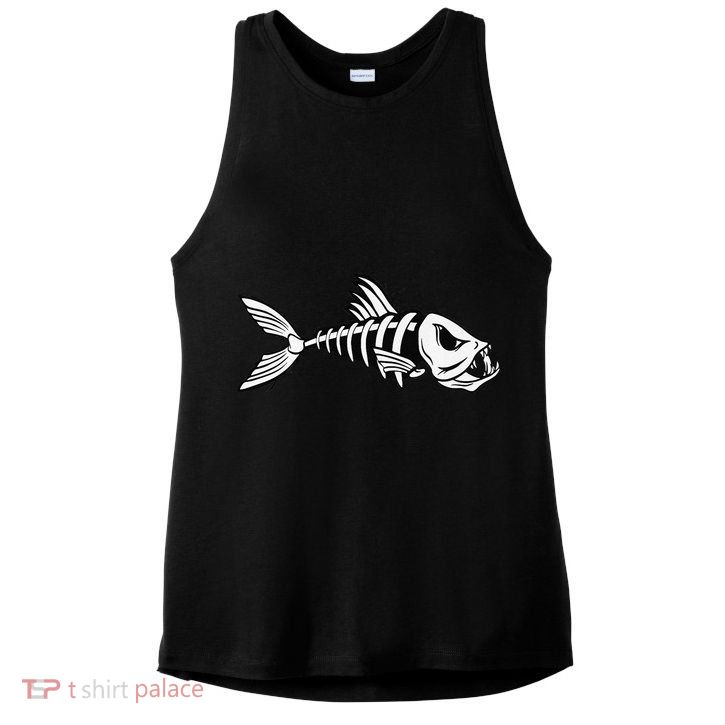 Dead Fish Skeleton Fishing Ladies PosiCharge Tri-Blend Wicking Tank