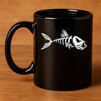 Dead Fish Skeleton Fishing 11oz C Handle Ceramic Mug