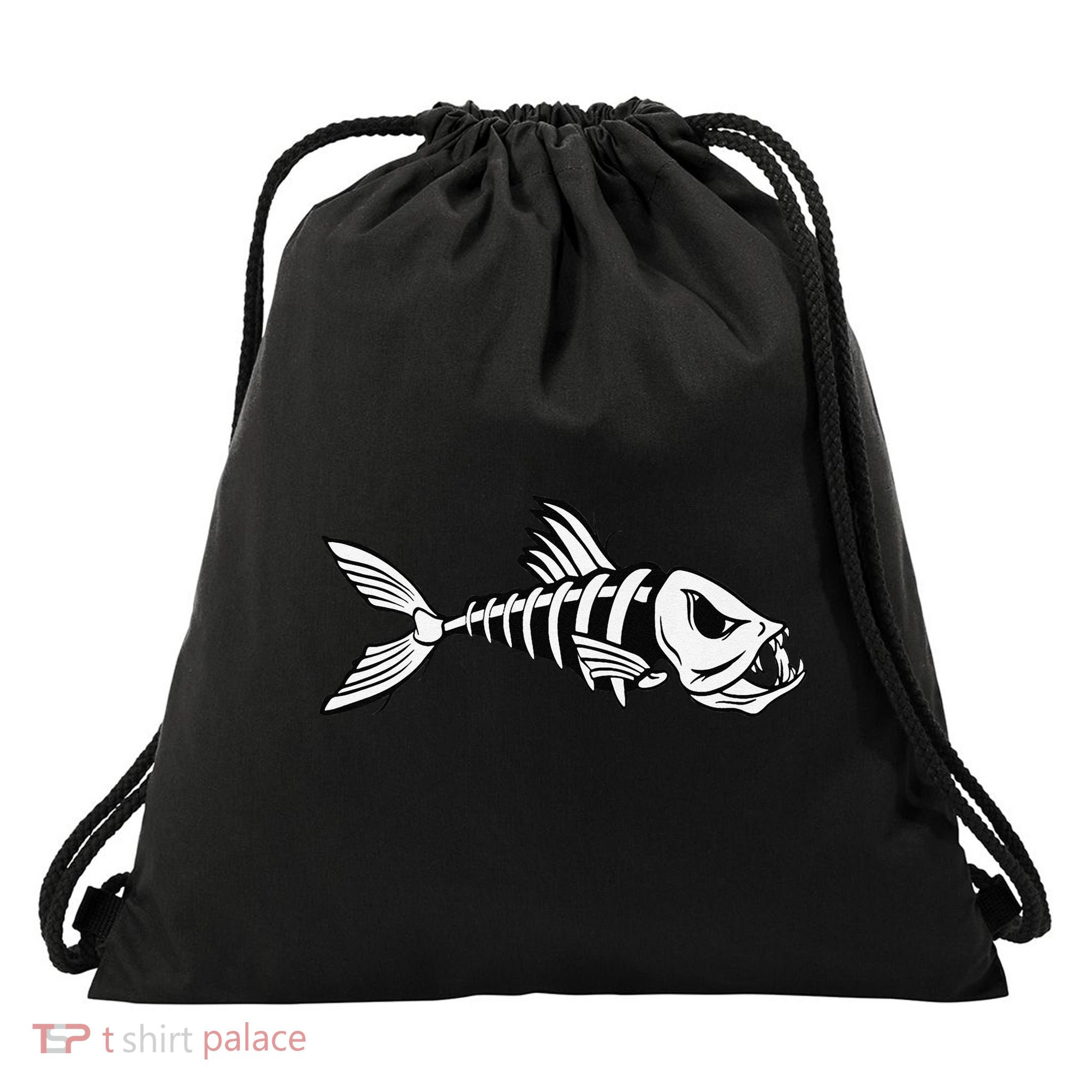 Dead Fish Skeleton Fishing Drawstring Bag