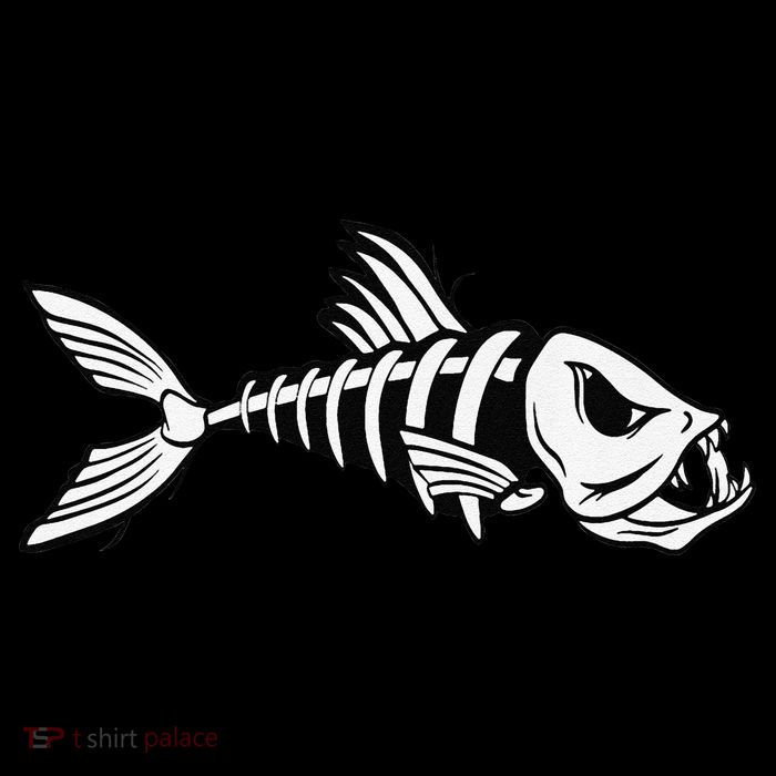 Dead Fish Skeleton Fishing Drawstring Bag