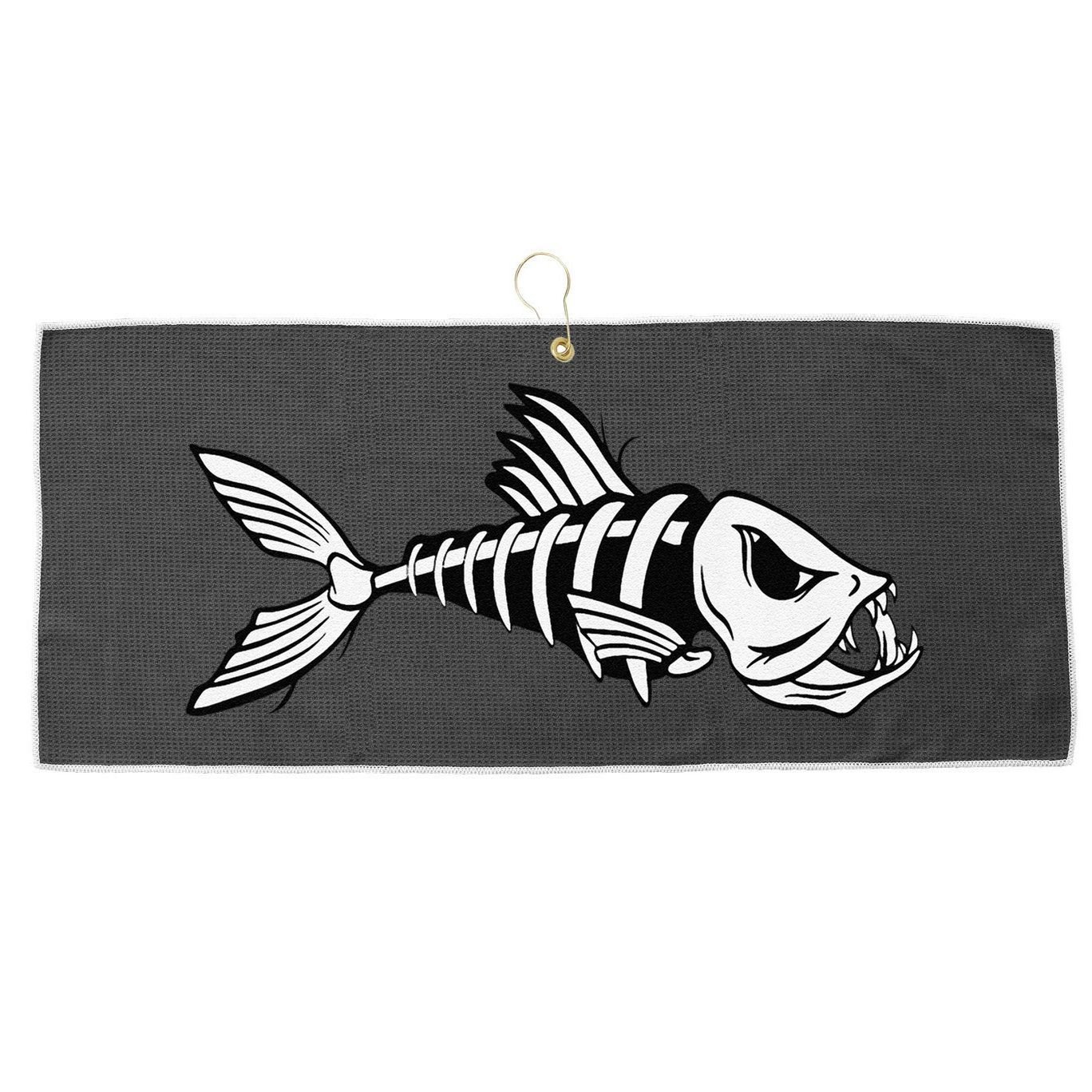 Dead Fish Skeleton Fishing Large Microfiber Waffle Golf Towel
