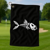 Dead Fish Skeleton Fishing Golf Towel