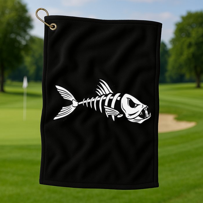 Dead Fish Skeleton Fishing Golf Towel