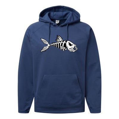 Dead Fish Skeleton Fishing Performance Fleece Hoodie