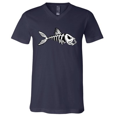 Dead Fish Skeleton Fishing V-Neck T-Shirt