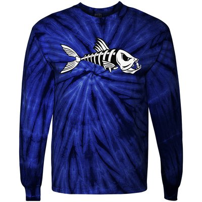 Dead Fish Skeleton Fishing Tie-Dye Long Sleeve Shirt