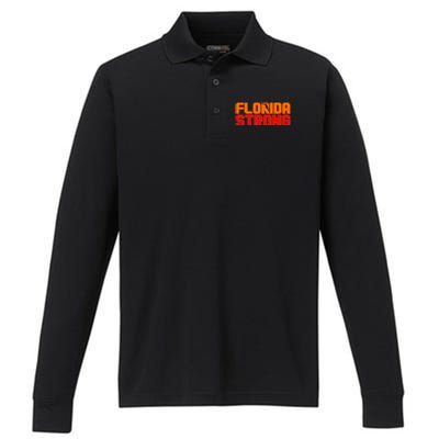 Distressed Florida Strong Performance Long Sleeve Polo