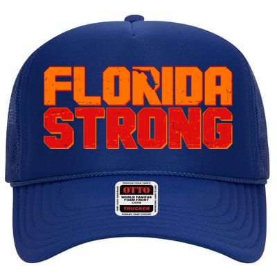 Distressed Florida Strong High Crown Mesh Back Trucker Hat