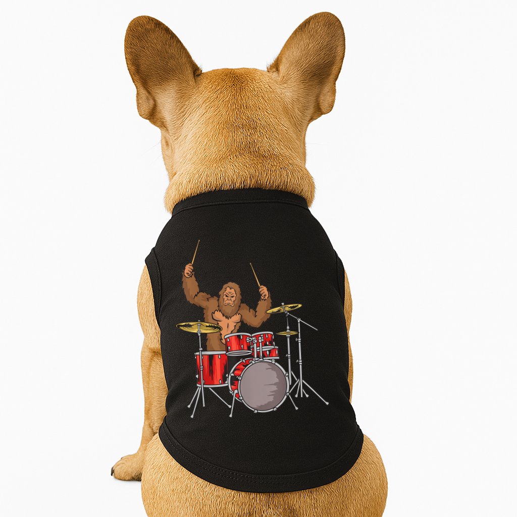 Drummer Funny Sasquatch Bigfoot Drumming Doggie Tank