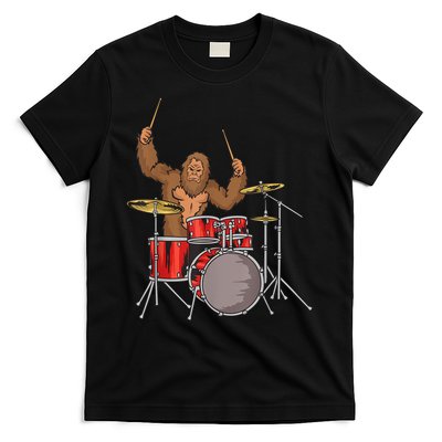 Drummer Funny Sasquatch Bigfoot Drumming T-Shirt
