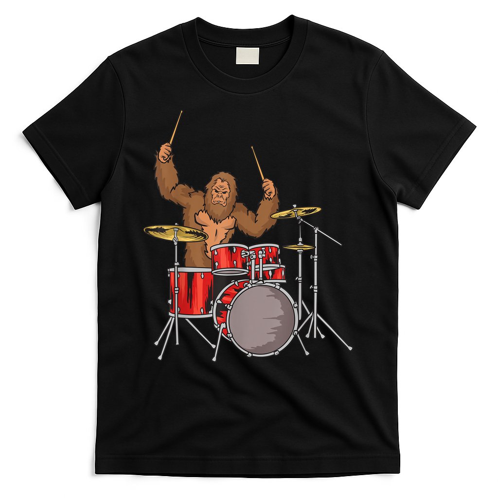 Drummer Funny Sasquatch Bigfoot Drumming T-Shirt