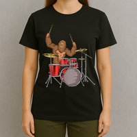 Drummer Funny Sasquatch Bigfoot Drumming T-Shirt