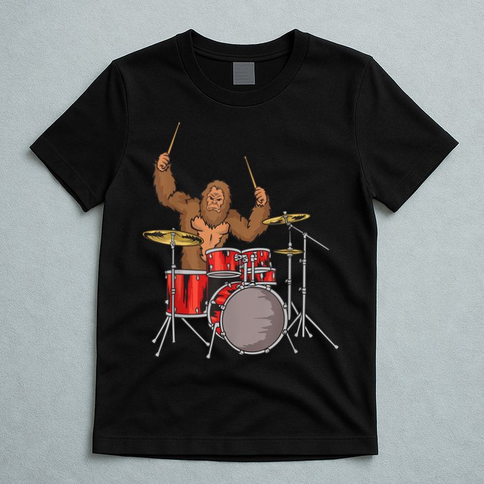 Drummer Funny Sasquatch Bigfoot Drumming T-Shirt