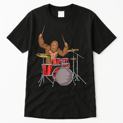 Drummer Funny Sasquatch Bigfoot Drumming Tall T-Shirt
