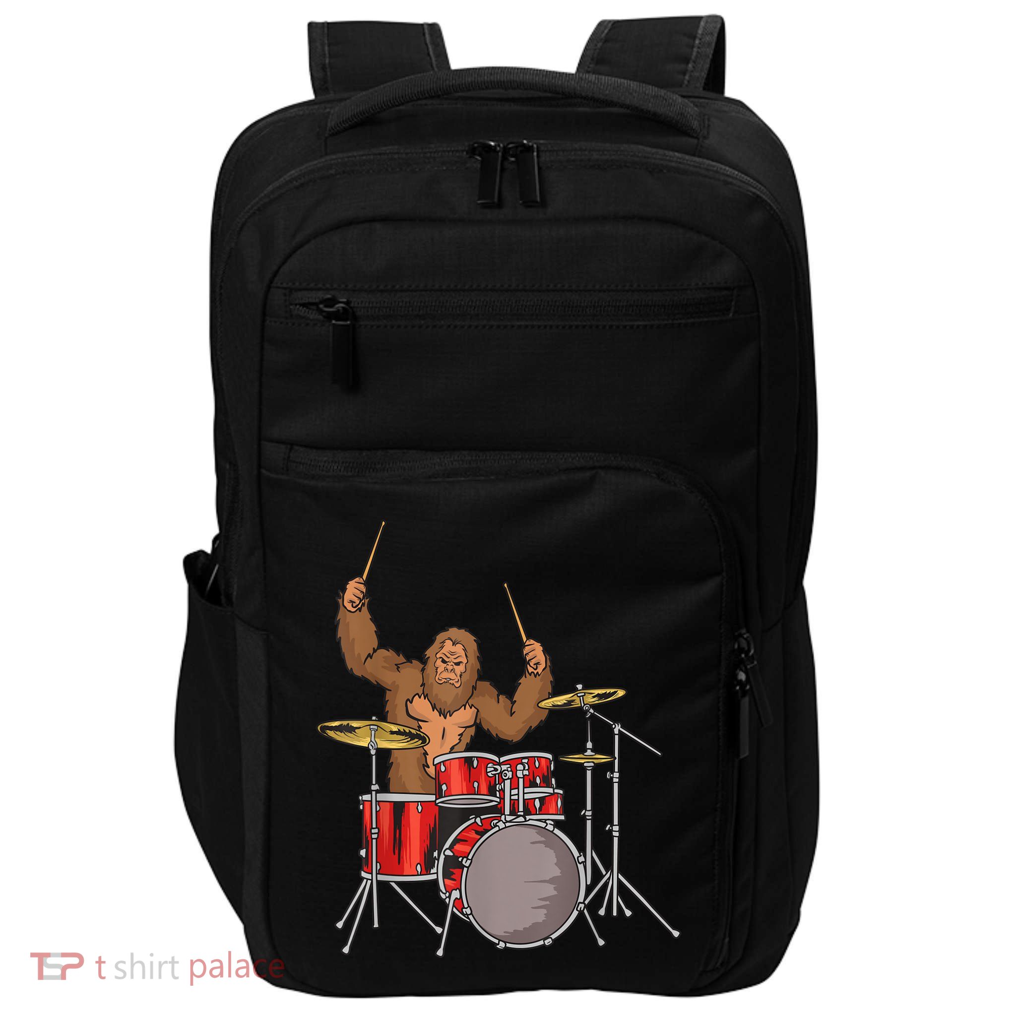 Drummer Funny Sasquatch Bigfoot Drumming Impact Tech Backpack