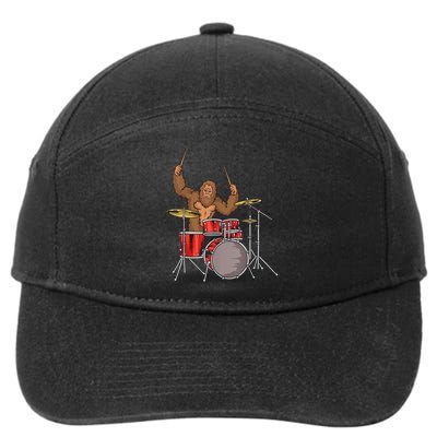 Drummer Funny Sasquatch Bigfoot Drumming 7-Panel Snapback Hat