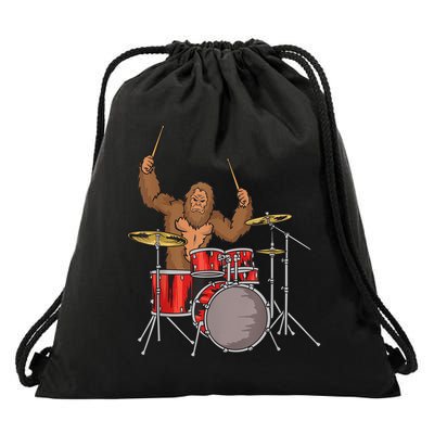 Drummer Funny Sasquatch Bigfoot Drumming Drawstring Bag