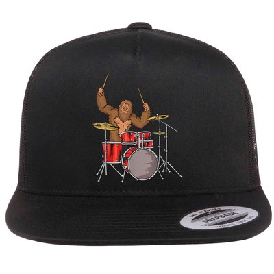 Drummer Funny Sasquatch Bigfoot Drumming Flatbill Hat