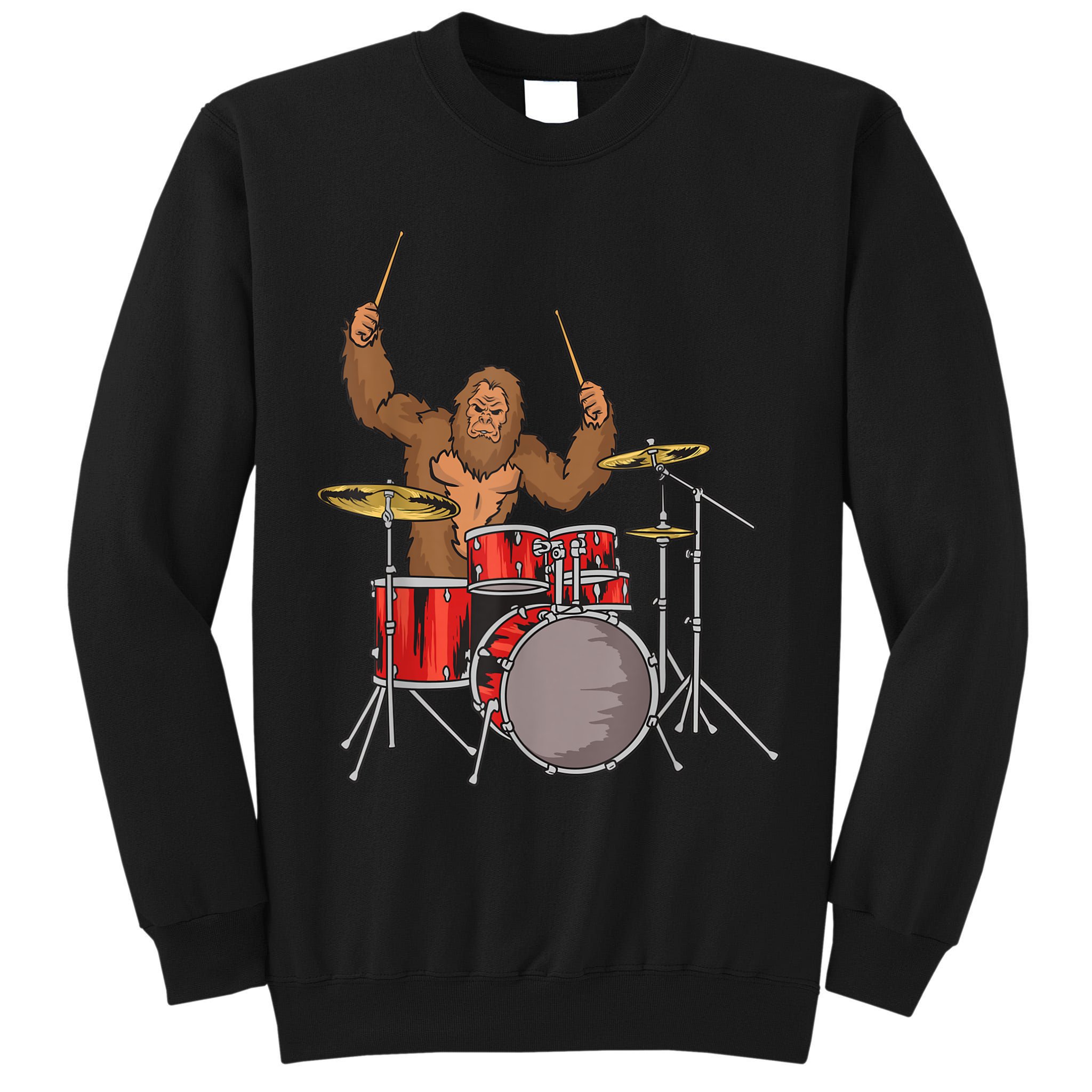 Drummer Funny Sasquatch Bigfoot Drumming Tall Sweatshirt