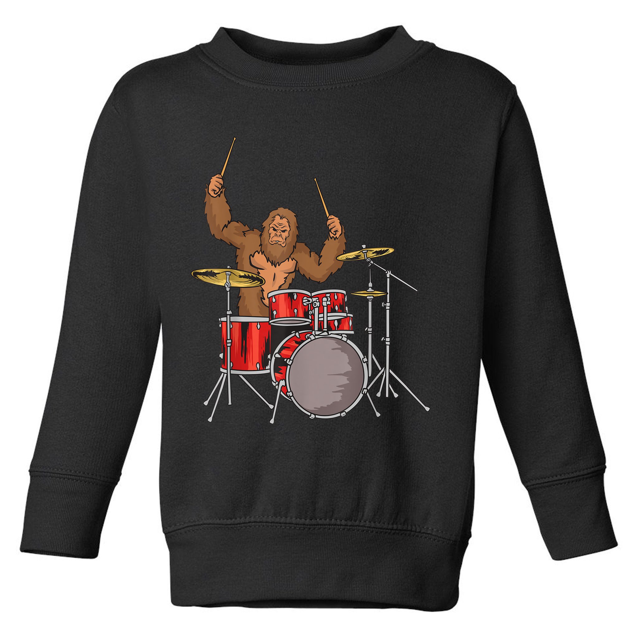 Drummer Funny Sasquatch Bigfoot Drumming Toddler Sweatshirt