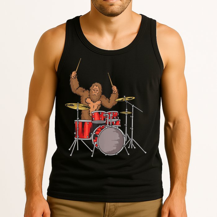 Drummer Funny Sasquatch Bigfoot Drumming Tank Top
