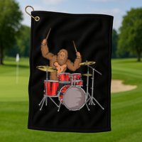 Drummer Funny Sasquatch Bigfoot Drumming Golf Towel