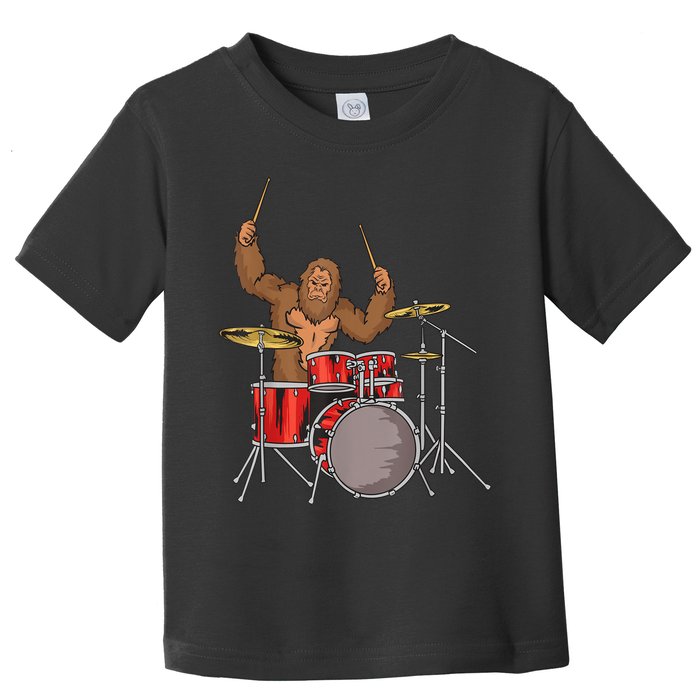 Drummer Funny Sasquatch Bigfoot Drumming Toddler T-Shirt