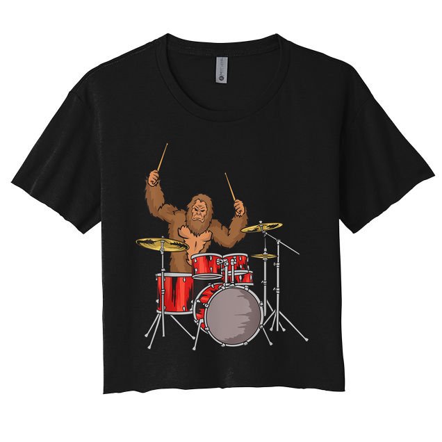 Drummer Funny Sasquatch Bigfoot Drumming Crop Top