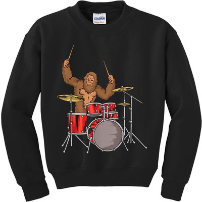 Drummer Funny Sasquatch Bigfoot Drumming Kids Sweatshirt