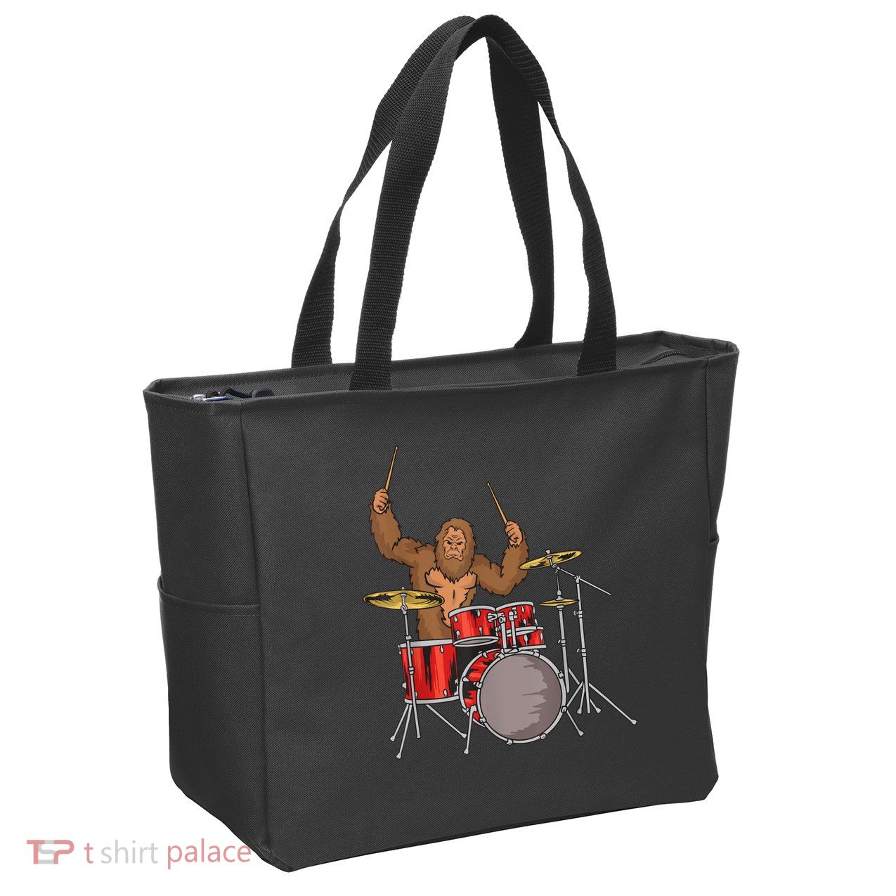 Drummer Funny Sasquatch Bigfoot Drumming Zip Tote Bag