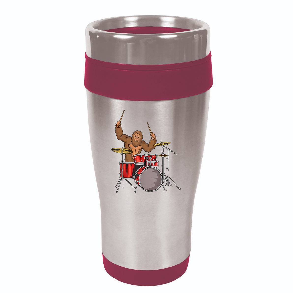 Drummer Funny Sasquatch Bigfoot Drumming 16oz Travel Tumbler