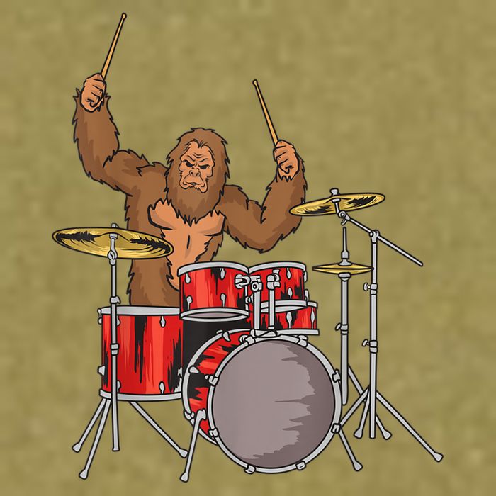 Drummer Funny Sasquatch Bigfoot Drumming Garment-Dyed Women's Muscle Tee