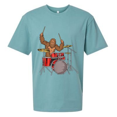 Drummer Funny Sasquatch Bigfoot Drumming Sueded Cloud Jersey T-Shirt