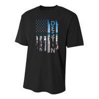 Destin Florida Summer Sunset American Flag Patriotic Youth Performance Sprint T-Shirt