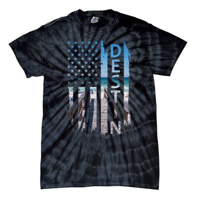 Destin Florida Summer Sunset American Flag Patriotic Tie-Dye T-Shirt