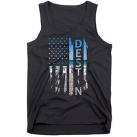 Destin Florida Summer Sunset American Flag Patriotic Tank Top