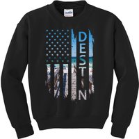 Destin Florida Summer Sunset American Flag Patriotic Kids Sweatshirt