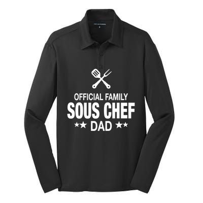 Dad Family Sous Chef Funny Cooking Dad Gift Silk Touch Performance Long Sleeve Polo