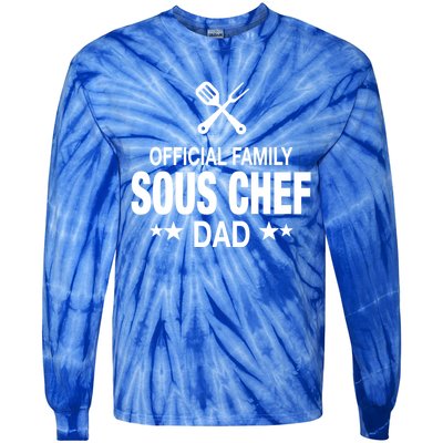 Dad Family Sous Chef Funny Cooking Dad Gift Tie-Dye Long Sleeve Shirt