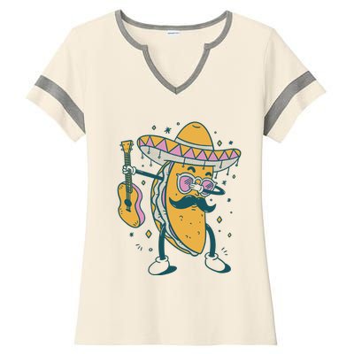 Dabbing Fiesta Taco Ladies Halftime Notch Neck Tee