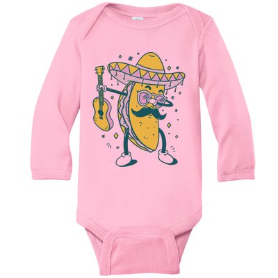 Dabbing Fiesta Taco Baby Long Sleeve Bodysuit