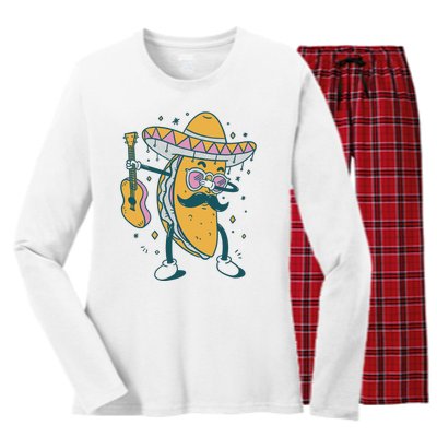 Dabbing Fiesta Taco Women's Long Sleeve Flannel Pajama Set 