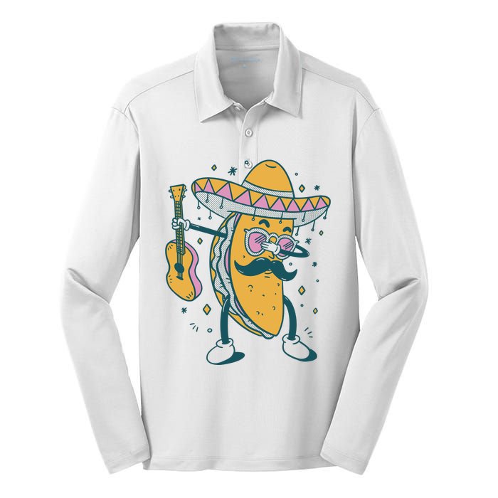 Dabbing Fiesta Taco Silk Touch Performance Long Sleeve Polo