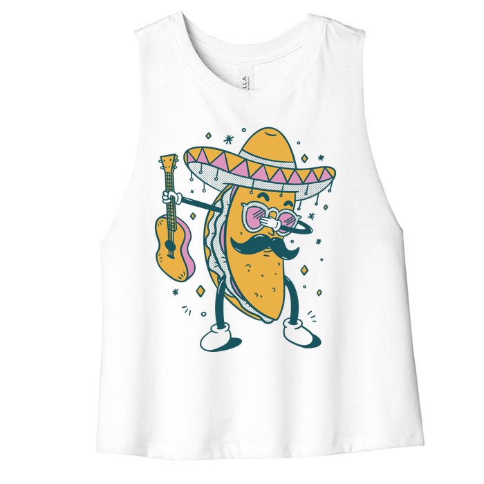 Dabbing Fiesta Taco Women's Racerback Cropped Tank