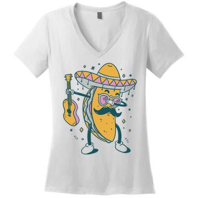 Dabbing Fiesta Taco Women's V-Neck T-Shirt