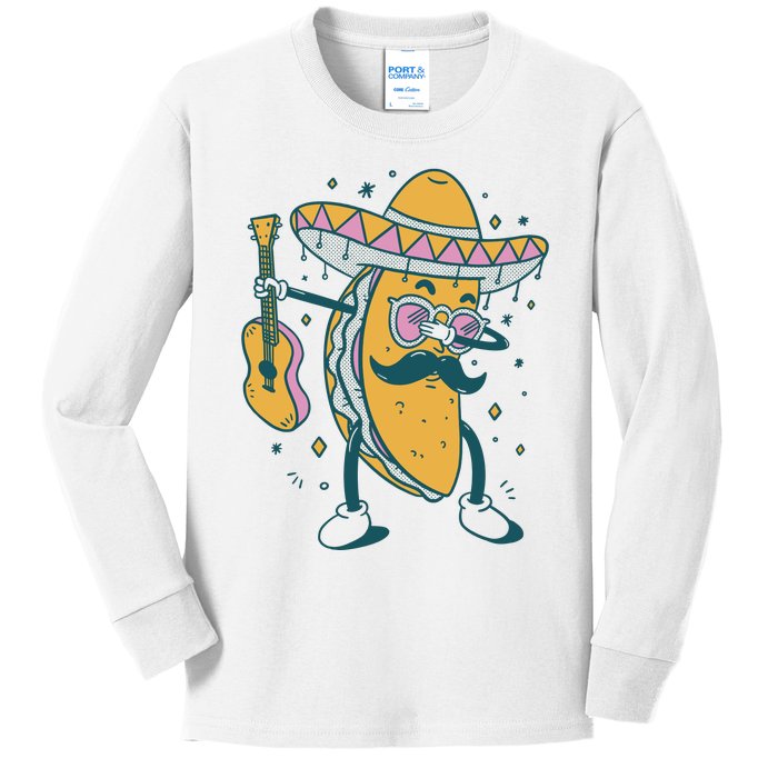 Dabbing Fiesta Taco Kids Long Sleeve Shirt